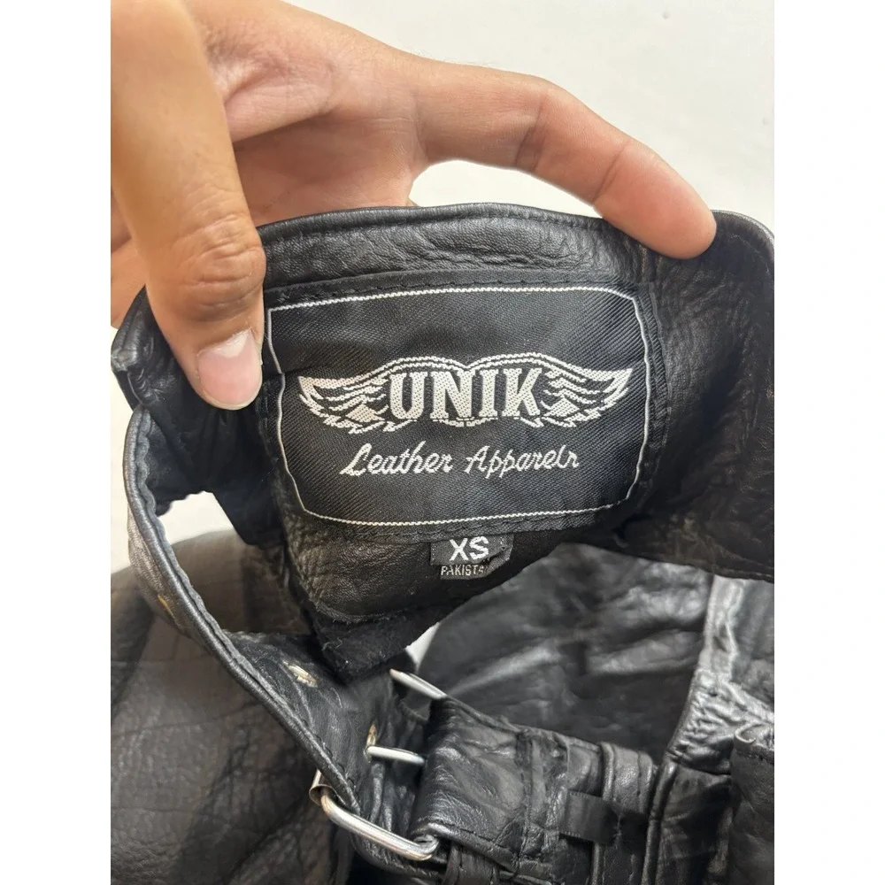 UNIK Leather Apparel Motorcycle Chaps Black XS Unisex Biker Riding Costume